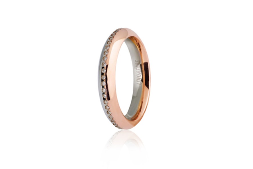 Fede Eterna oro 750‰ oro bianco e oro rosa con diamanti ct. 0,17 Unoaerre
