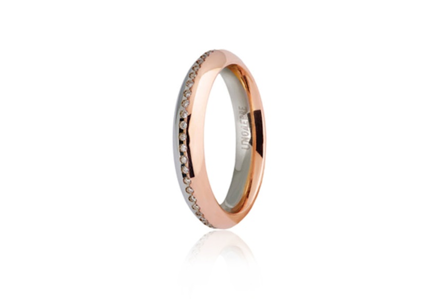Fede Eterna oro 750‰ oro bianco e oro rosa con diamanti ct. 0,18 Unoaerre
