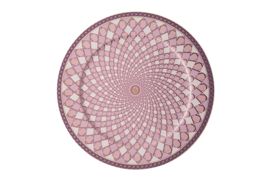 Piatto segnaposto Signum Rose porcellana Swarovski x Rosenthal