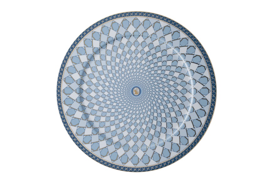 Piatto segnaposto Signum Azure porcellana Swarovski x Rosenthal