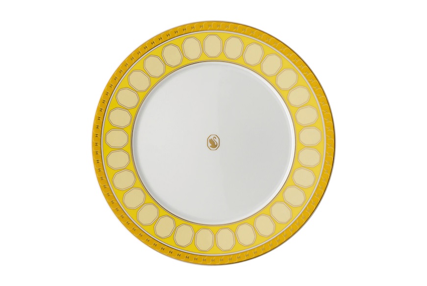 Piatto piano Signum Jonquil porcellana Swarovski x Rosenthal