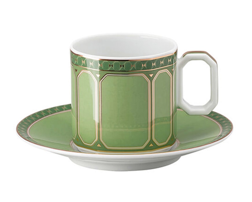 Set tazze espresso Signum Fern porcellana con piattino Swarovski x Rosenthal