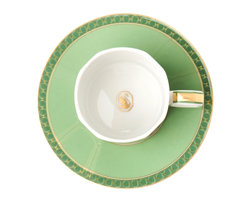 Set tazze espresso Signum Fern porcellana con piattino Swarovski x Rosenthal