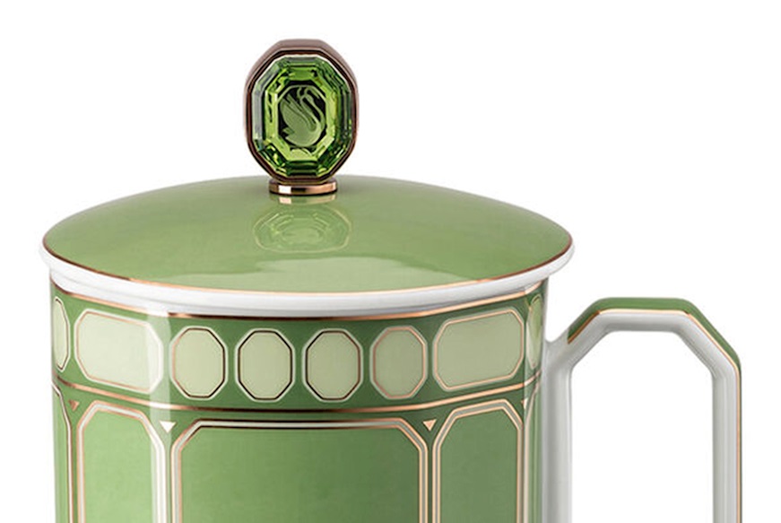 Bicchiere con coperchio Signum Fern porcellana Swarovski x Rosenthal