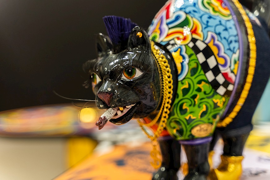 Gatto DJ Bandit M dipinto a mano Tom's Drag