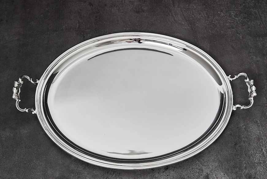 Oval Tray silver 1159 grammi in English style Zanolli Vintage