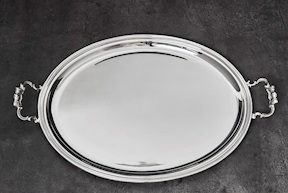 Vassoio ovale argento 1159 grammi in stile Inglese usato ricondizionato Zanolli Vintage