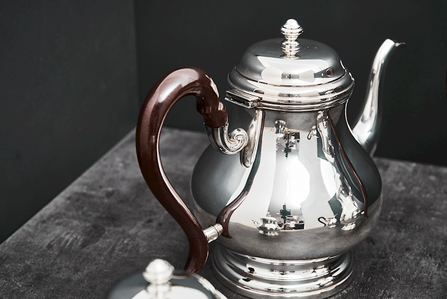 Servizio da the e caffè argento 2000 grammi 4 pezzi in stile Inglese usato ricondizionato Zanolli Vintage
