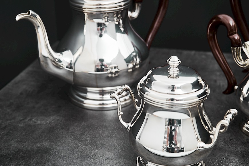 Servizio da the e caffè argento 2000 grammi 4 pezzi in stile Inglese usato ricondizionato Zanolli Vintage