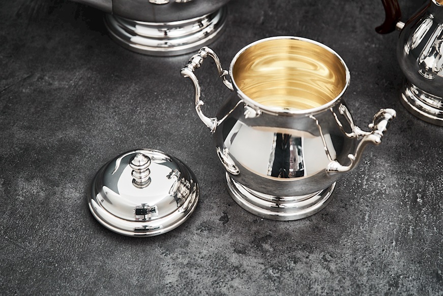 Servizio da the e caffè argento 2000 grammi 4 pezzi in stile Inglese usato ricondizionato Zanolli Vintage