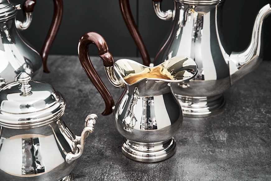 Servizio da the e caffè argento 2000 grammi 4 pezzi in stile Inglese usato ricondizionato Zanolli Vintage