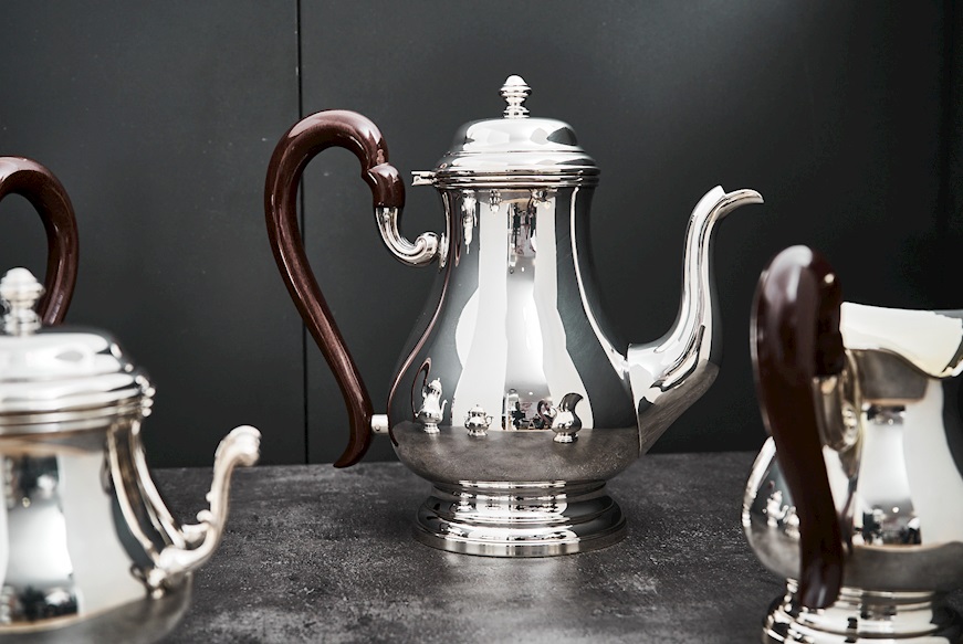 Servizio da the e caffè argento 2000 grammi 4 pezzi in stile Inglese usato ricondizionato Zanolli Vintage