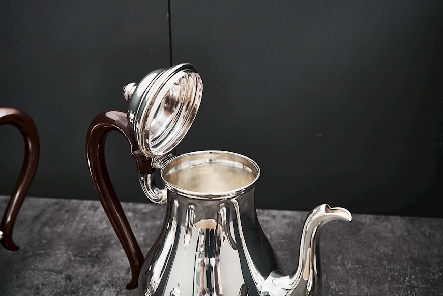 Servizio da the e caffè argento 2000 grammi 4 pezzi in stile Inglese usato ricondizionato Zanolli Vintage