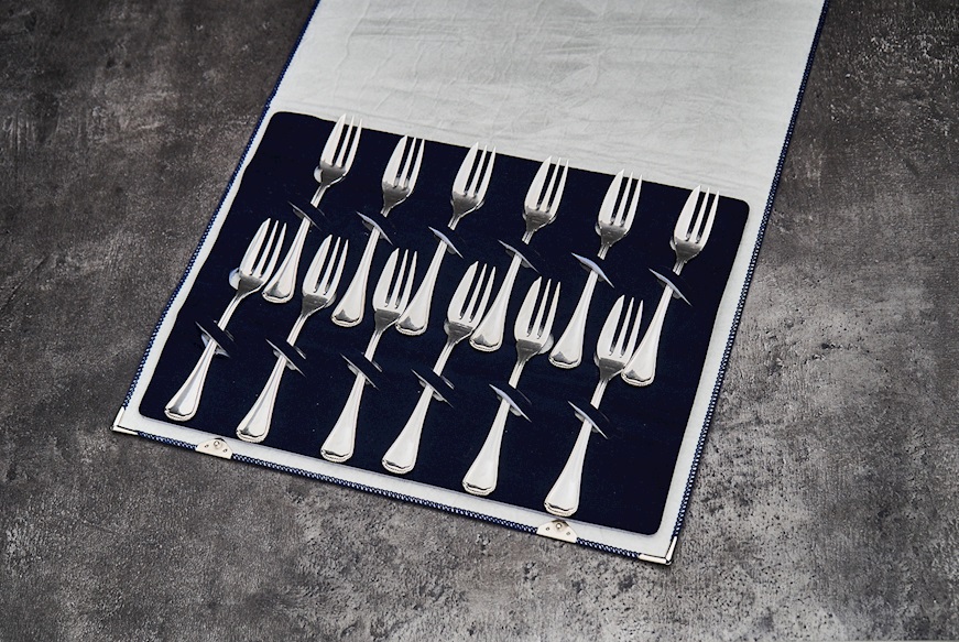 Set forchette argento 283 grammi 12 pezzi perlinato usato ricondizionato Zanolli Vintage