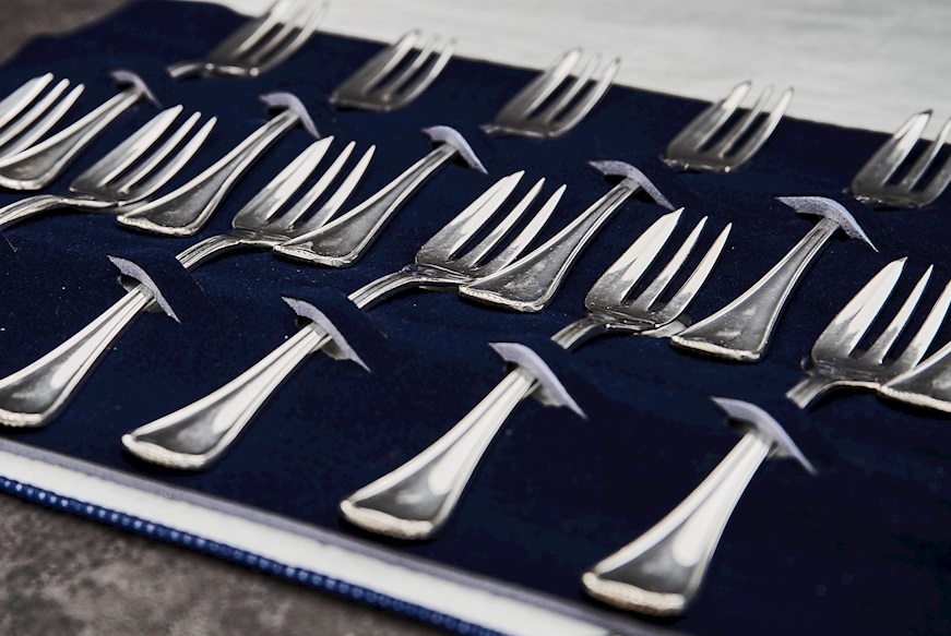 Set forchette argento 283 grammi 12 pezzi perlinato usato ricondizionato Zanolli Vintage
