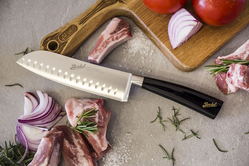 Coltello santoku Elegance acciaio con manico nero Berkel