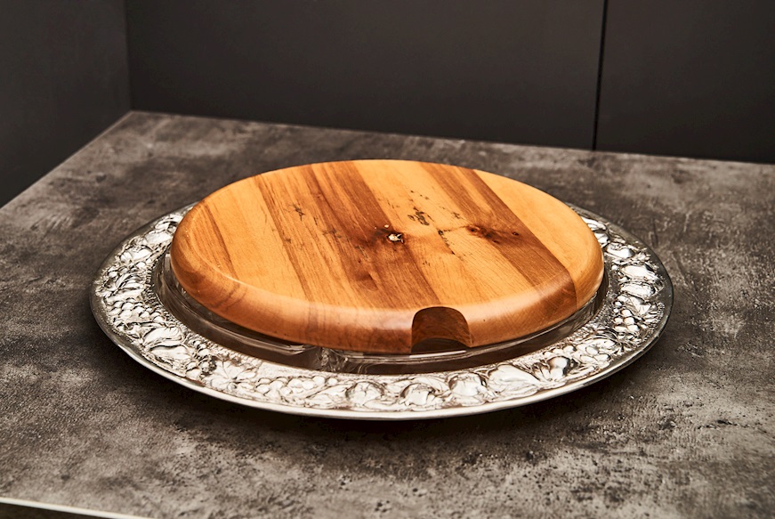Vassoio rotondo per antipasti e formaggi argento 987 grammi usato ricondizionato Zanolli Vintage