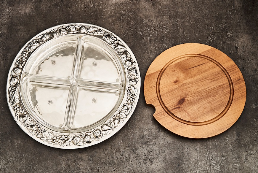 Vassoio rotondo per antipasti e formaggi argento 987 grammi usato ricondizionato Zanolli Vintage