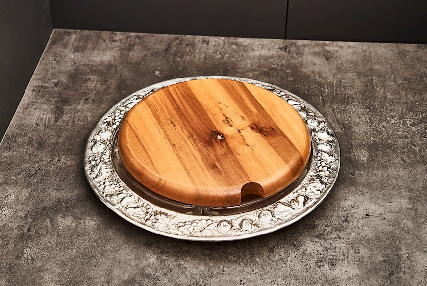 Vassoio rotondo per antipasti e formaggi argento 987 grammi usato ricondizionato Zanolli Vintage