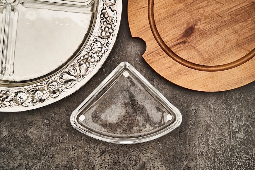 Vassoio rotondo per antipasti e formaggi argento 987 grammi usato ricondizionato Zanolli Vintage