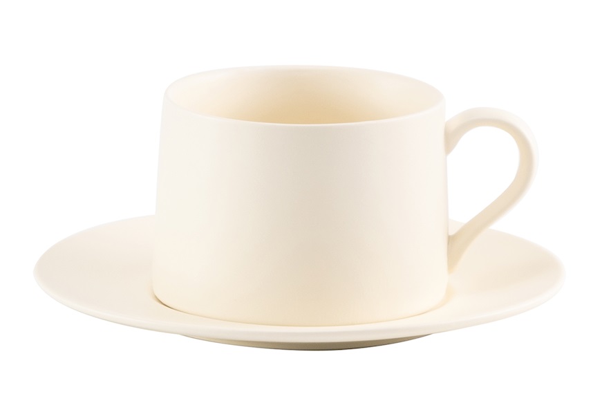 Tazza the con piattino Levante porcellana avorio Zafferano