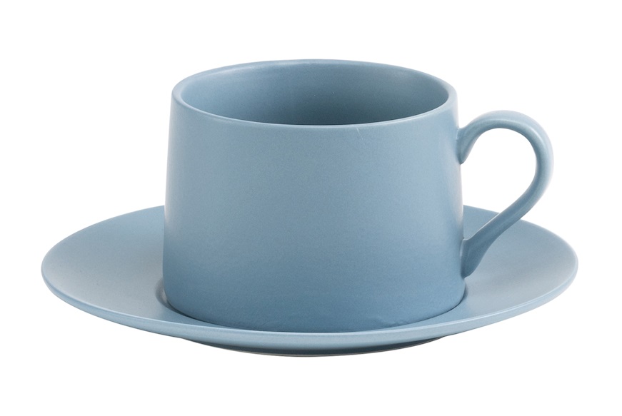 Tazza the con piattino Levante porcellana blu avio Zafferano