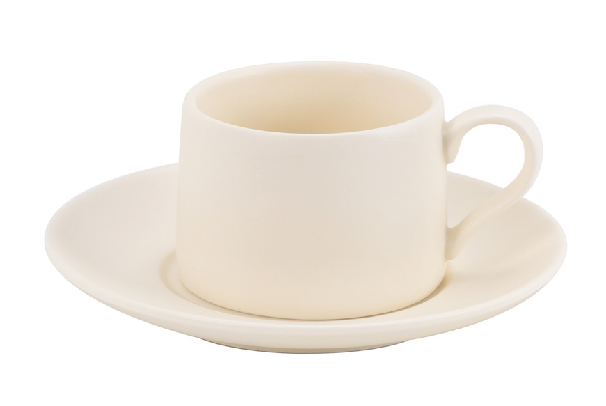 Tazza caffè con piattino Levante porcellana avorio Zafferano