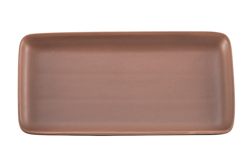 Rectangular plate Levante porcelain brown Zafferano