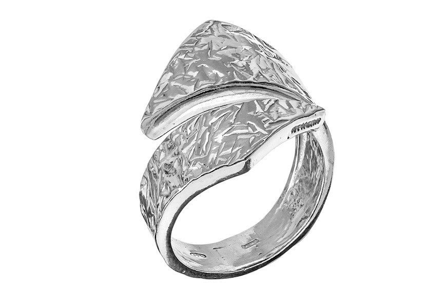Anello Mirage argento doppia fascia martellato Selezione Zanolli