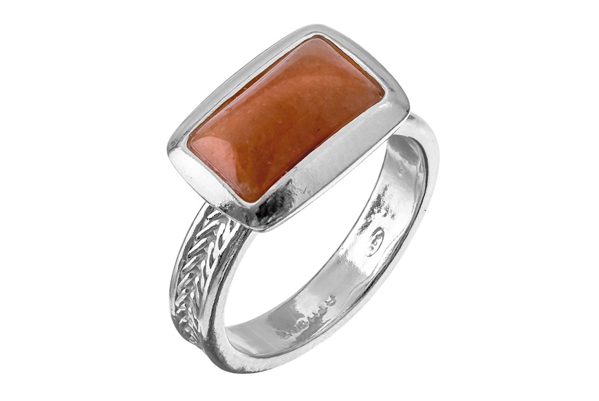 Anello Nara argento rettangolo avventurina rossa Selezione Zanolli
