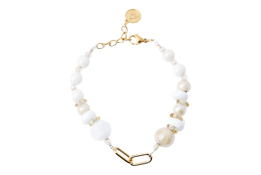 Bracciale Giglio in vetro bianco avorio Antica Murrina