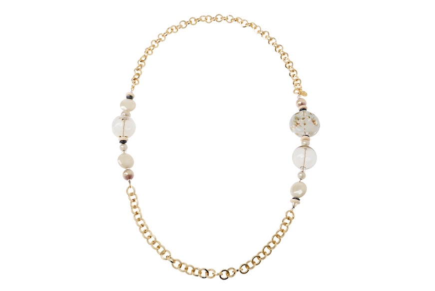 Collana Orchidea in vetro bianco avorio Antica Murrina