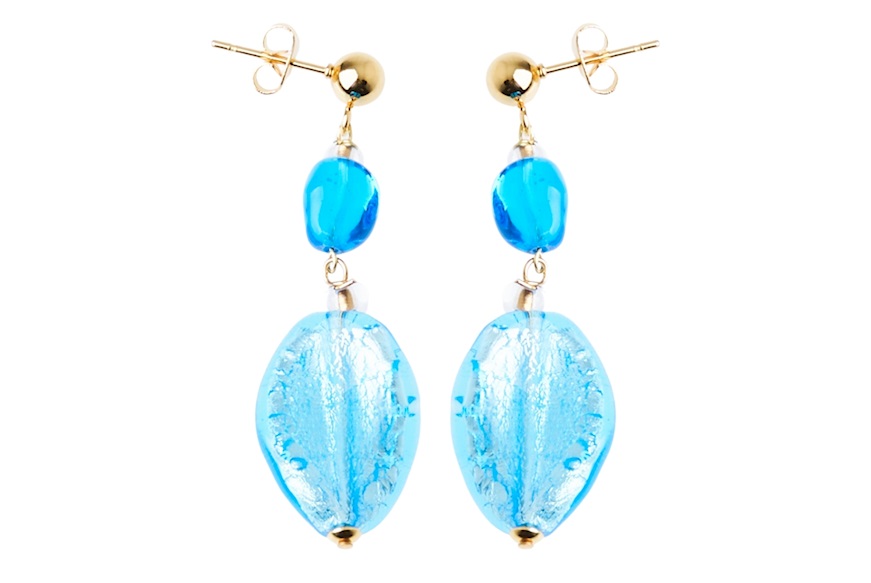 Orecchini Narciso in vetro azzurro Antica Murrina