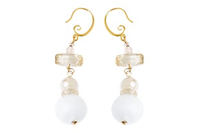 Earrings Giglio in ivory white glass Antica Murrina