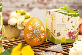 Idea regalo Pasqua Uovo luminoso decorato arancio con luce LED Selezione Zanolli