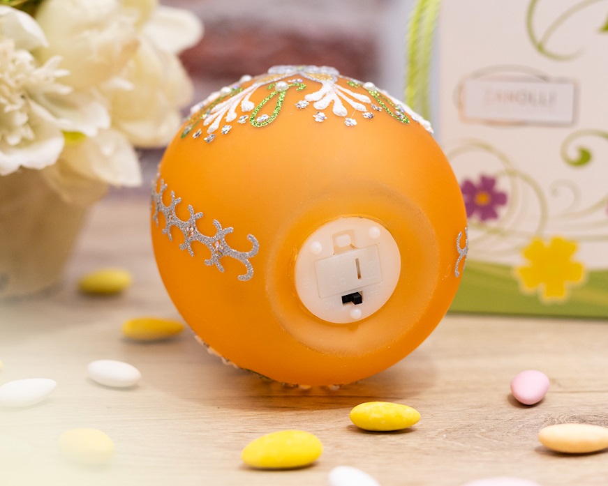 Idea regalo Pasqua Uovo luminoso decorato arancio con luce LED Selezione Zanolli