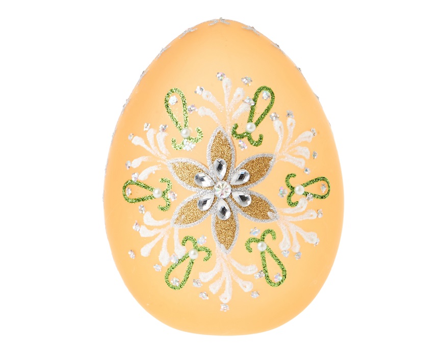 Idea regalo Pasqua Uovo luminoso decorato arancio con luce LED Selezione Zanolli