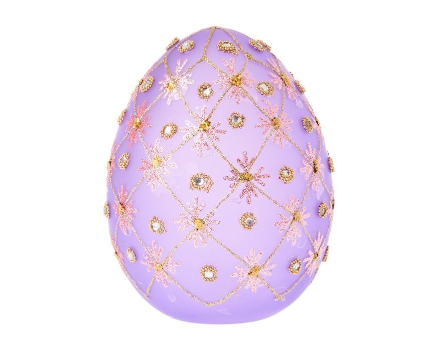 Idea regalo Pasqua Uovo luminoso decorato viola con luce LED Selezione Zanolli