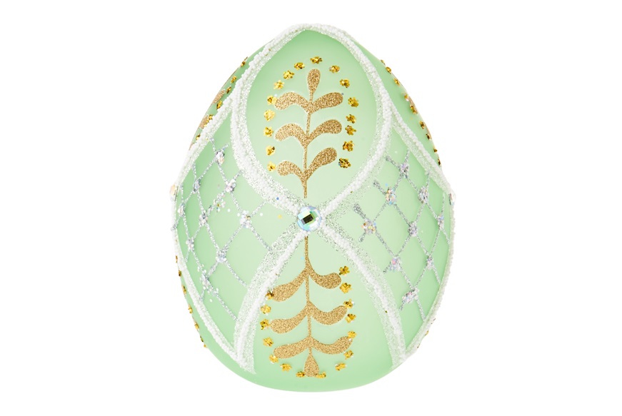 Idea Regalo Pasqua Uovo luminoso decorato verde con luce LED Selezione Zanolli