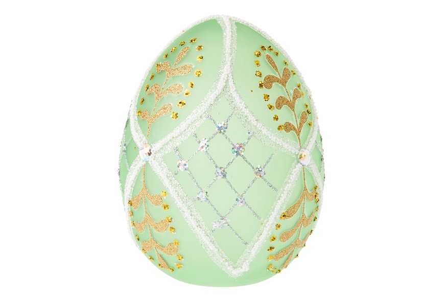 Idea Regalo Pasqua Uovo luminoso decorato verde con luce LED Selezione Zanolli