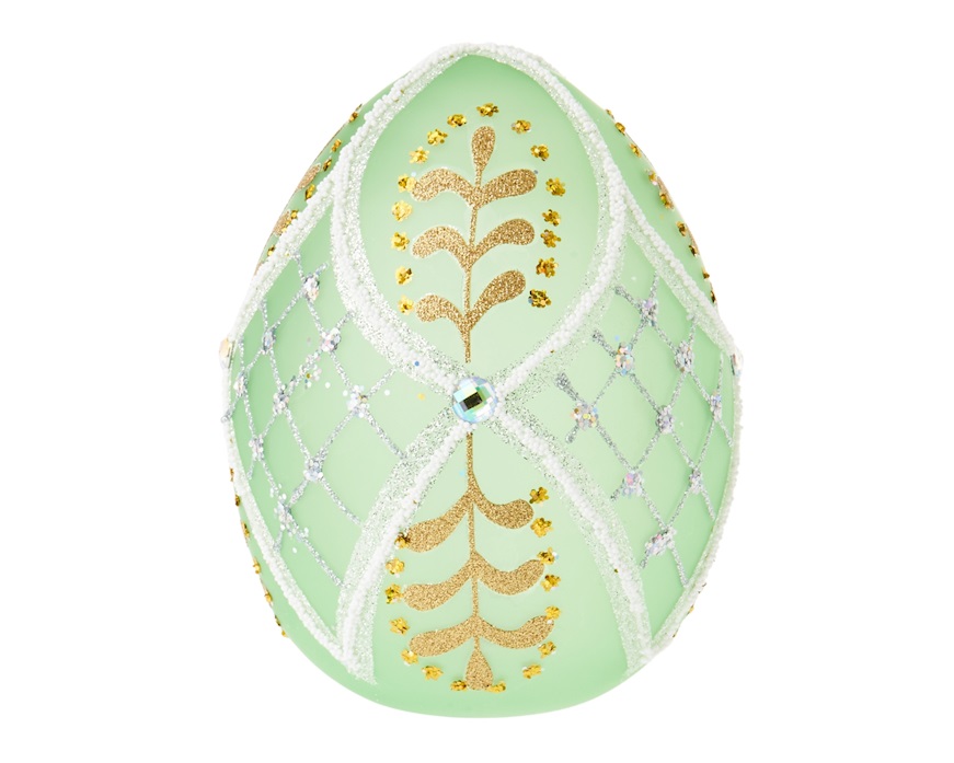 Idea regalo Pasqua Uovo luminoso decorato verde con luce LED Selezione Zanolli