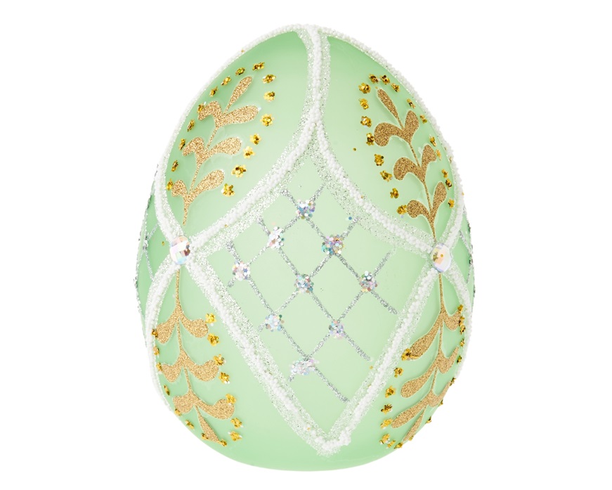 Idea regalo Pasqua Uovo luminoso decorato verde con luce LED Selezione Zanolli
