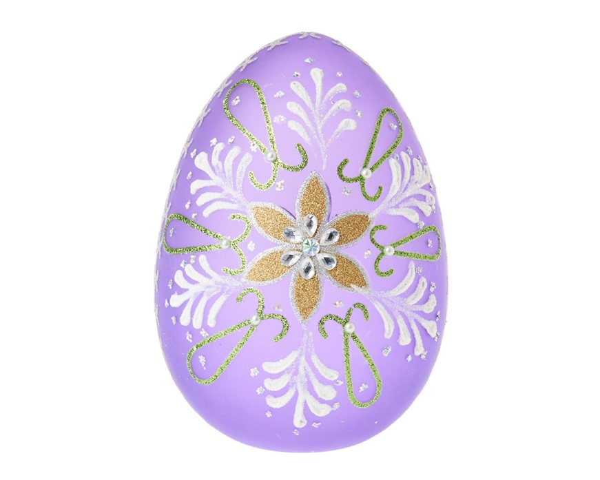 Idea regalo Pasqua Uovo luminoso decorato viola con luce LED Selezione Zanolli