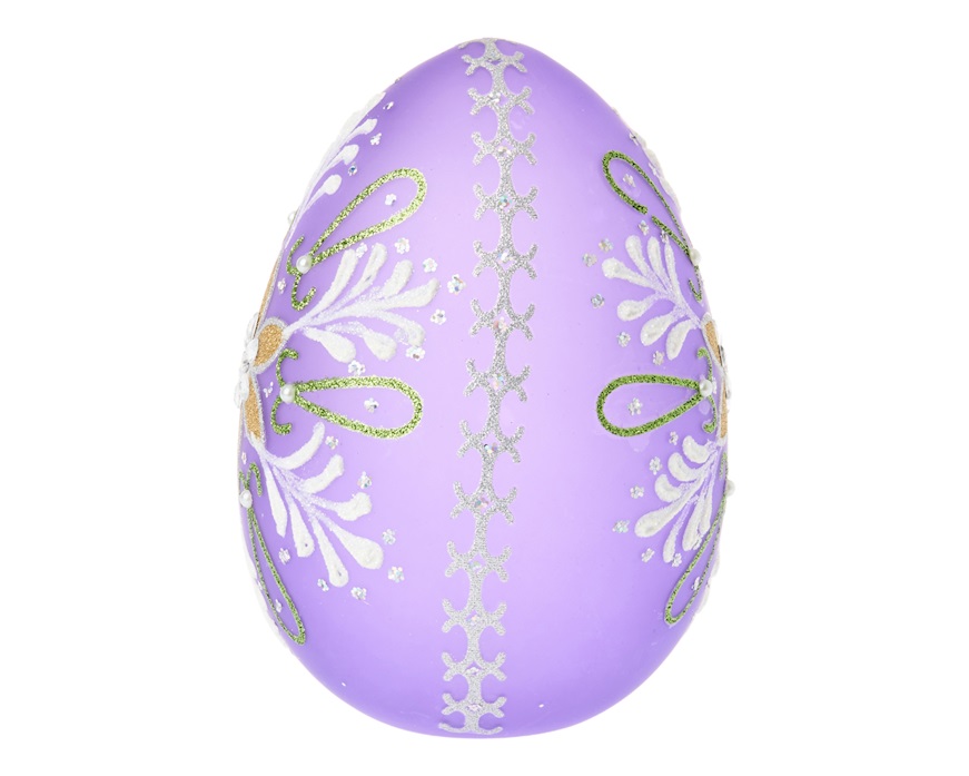 Idea regalo Pasqua Uovo luminoso decorato viola con luce LED Selezione Zanolli