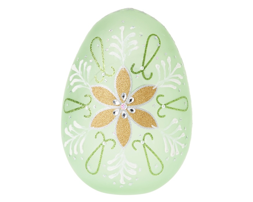 Idea regalo Pasqua Uovo luminoso decorato verde con luce LED Selezione Zanolli