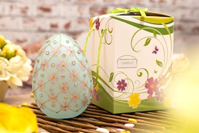 Idea regalo Pasqua Uovo luminoso decorato azzurro con luce LED Selezione Zanolli