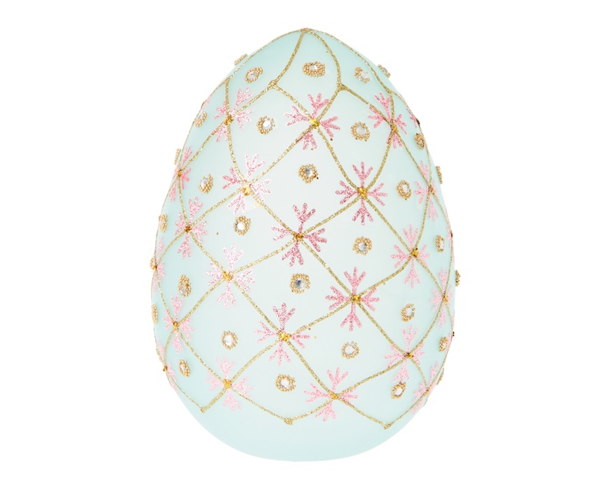 Idea regalo Pasqua Uovo luminoso decorato azzurro con luce LED Selezione Zanolli