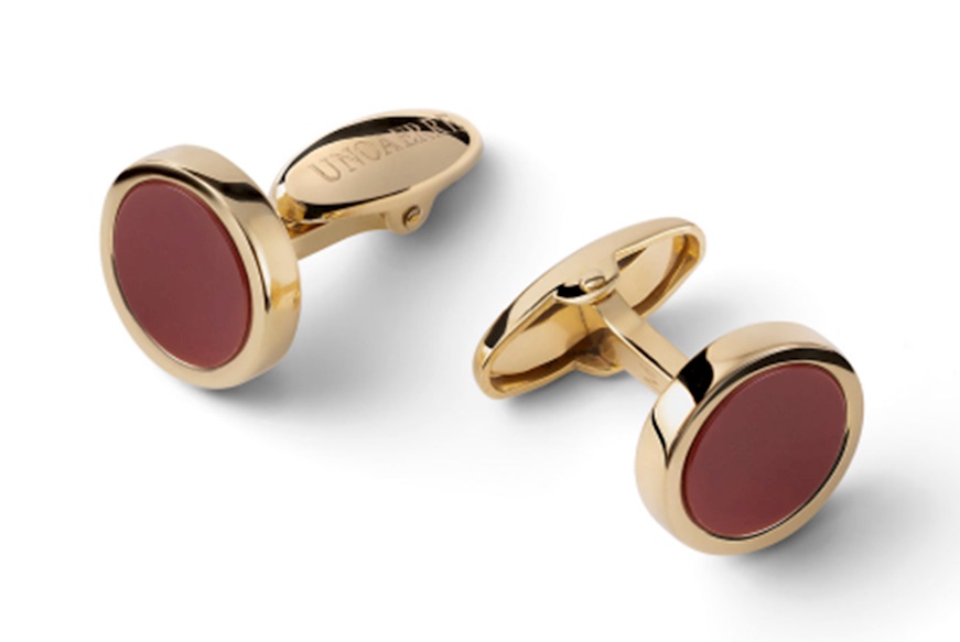 Cufflinks silver gold and carnelian Unoaerre