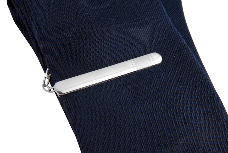 Fermacravatta argento con fascia satinata Selezione Zanolli