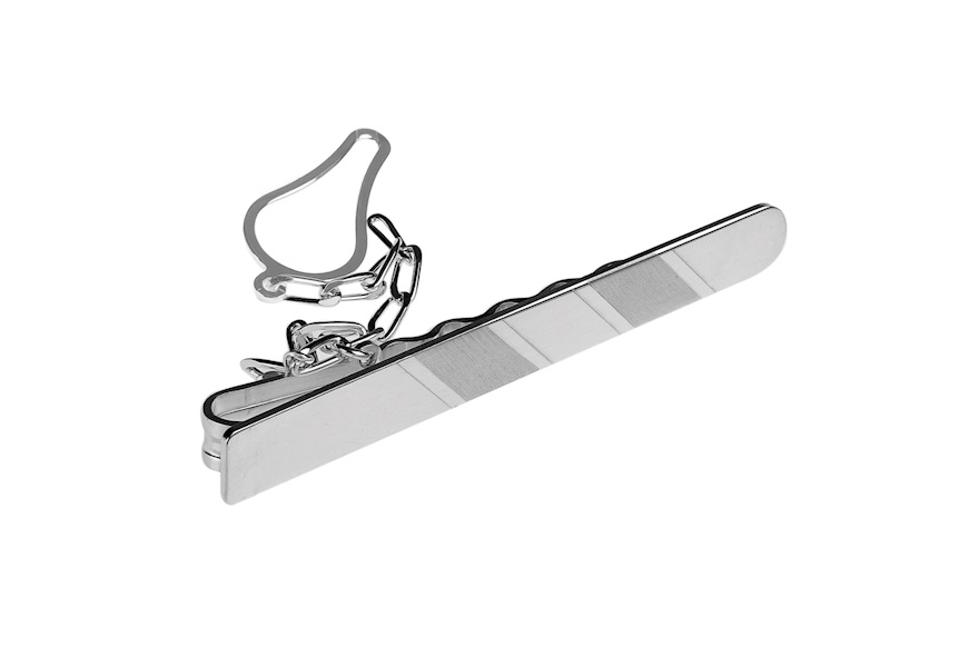 Tie clip silver with double satin band Selezione Zanolli
